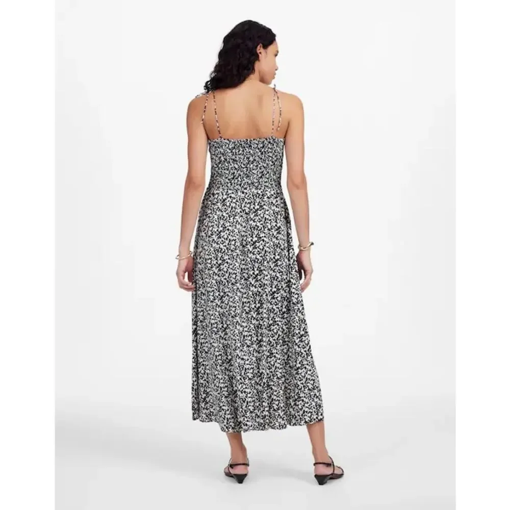 NWT Madewell Tie Shoulder Midi Dress in Floral Black Size 0 - Picture 2 of 9